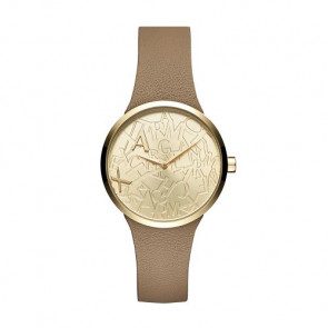 Horlogeband Armani Exchange AX4506 Leder Beige 22mm