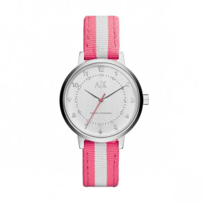 Horlogeband AX5364 Leder/Textiel Roze 16mm