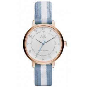 Horlogeband AX5366 Leder/Textiel Lichtblauw 16mm