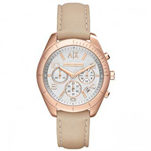 Horlogeband Armani Exchange AX5504 Leder Beige 18mm