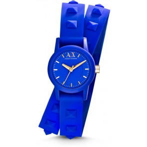 Horlogeband Armani Exchange AX6024 Leder Blauw 12mm