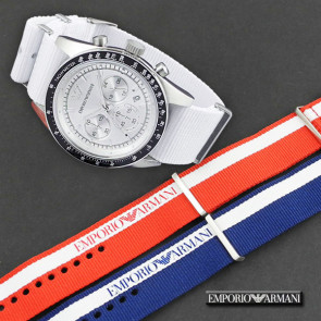 Horlogeband Armani Ar6108.W Onderliggend Nylon/perlon Wit 23mm