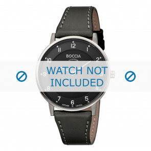 Horlogeband Boccia 3259-02 Leder Grijs 18mm