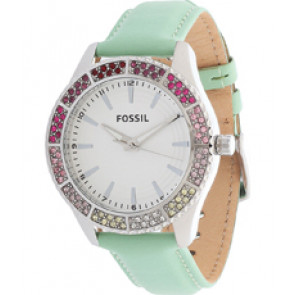 Horlogeband Fossil BQ1221 Leder Groen 18mm