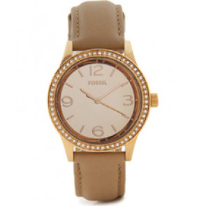 Horlogeband Fossil BQ1673 Leder Beige 18mm