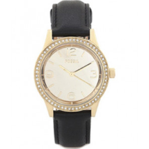 Horlogeband Fossil BQ1674 Leder Zwart 18mm