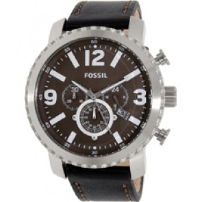 Horlogeband Fossil BQ2053 Leder Zwart 24mm