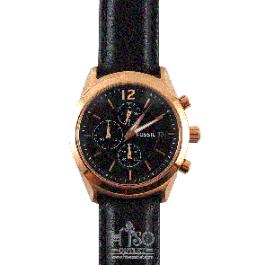 Horlogeband Fossil BQ2079 Leder Zwart 22mm