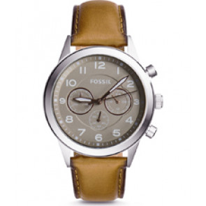 Horlogeband Fossil BQ2128 Leder Beige 22mm