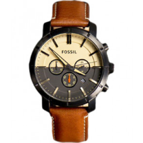 Horlogeband Fossil BQ2157 Leder Bruin 22mm