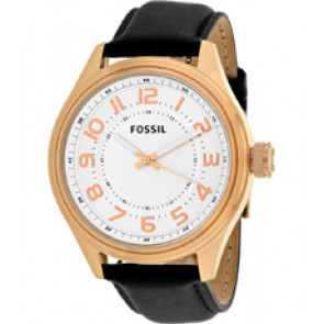 Horlogeband Fossil BQ2245 Leder Zwart 15mm