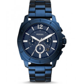 Horlogeband Fossil BQ2319 Roestvrij staal (RVS) Blauw 24mm