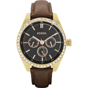 Horlogeband Fossil BQ3060 Leder Bruin 18mm