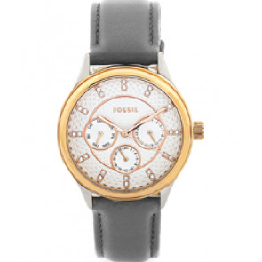 Horlogeband Fossil BQ3123 Leder Grijs 18mm