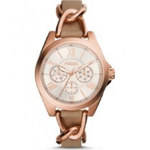 Horlogeband Fossil BQ3410 Leder Beige 18mm