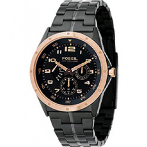 Horlogeband Fossil BQ9348 Roestvrij staal (RVS) Zwart 24mm