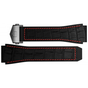 Horlogeband Smartwatch Tag Heuer BT6234 Leder Zwart