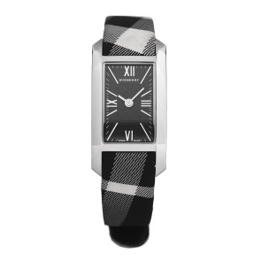 Horlogeband Burberry BU1080 / Antima 7177812 - Fabric Watch Band (Old ref 31138) Leder Zwart 14mm