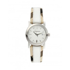 Horlogeband Burberry BU1395 Leder/Textiel Wit