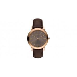 Horlogeband Burberry BU2354 Leder Donkerbruin 20mm
