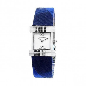 Horlogeband Burberry BU4512 Leder/Textiel Blauw 17mm