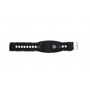 Horlogeband Camel BC51080 Onderliggend Leder/Textiel Zwart 20mm