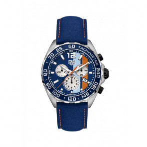 Horlogeband Tag Heuer BX0933.XL Leder Blauw 21.5mm