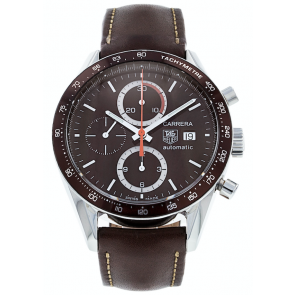 Horlogeband Tag Heuer FC6206.CV2013 Leder Bruin 20mm