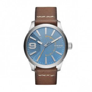 Diesel horlogeband DZ1804 Leder Bruin 24mm + wit stiksel