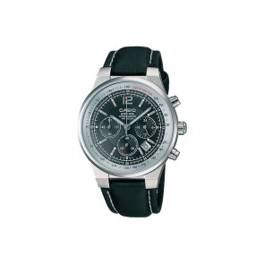 Casio horlogeband 10145065 Edifice Leder Zwart 14mm + wit stiksel