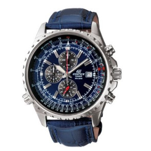 Casio horlogeband 10309803 Edifice Leder Donkerblauw 22mm 