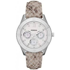 Horlogeband Fossil ES3124 Leder Beige 18mm
