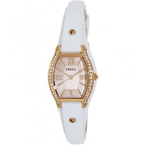 Horlogeband Fossil ES3289 Onderliggend Leder Wit 10mm