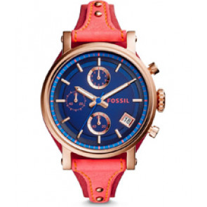 Horlogeband Fossil ES4115 Onderliggend Leder Rood 18mm