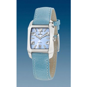 Horlogeband Festina F16137-C Leder Lichtblauw 16mm
