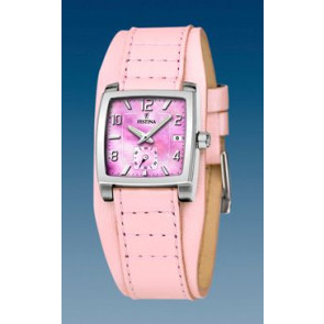 Horlogeband Festina F16181-B Onderliggend Leder Roze 17mm