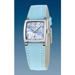 Horlogeband Festina F16181-F Leder Lichtblauw