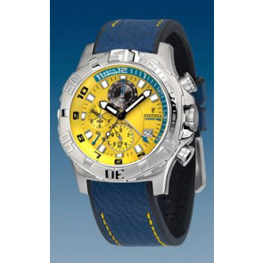 Festina horlogeband F16183-6 Leder Blauw 22mm + geel stiksel