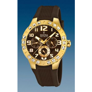 Horlogeband Festina F16581-3 Rubber Bruin 15mm