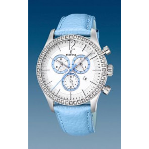 Horlogeband Festina F16590-2 Leder Lichtblauw 21mm