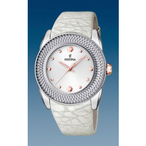 Horlogeband Festina F16591-A Leder Crèmewit 24mm