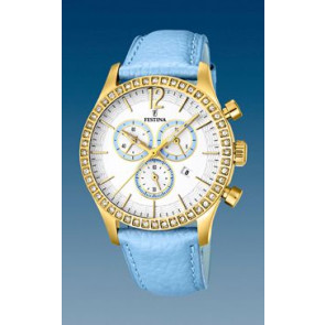 Horlogeband Festina F16605-2 Leder Lichtblauw 21mm