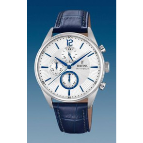 Horlogeband Festina F20286 / F20286-1 / F20286-3 / F20286-5 / F20286-U Leder Blauw 21mm