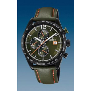 Horlogeband Festina F20344-6 Leder Olijfgroen 22mm