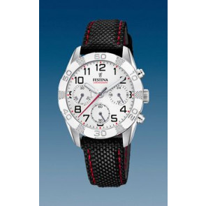 Horlogeband Festina F20346-1 / F20346-3 Leder/Textiel Zwart 18mm