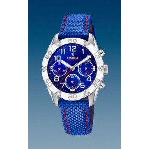 Horlogeband Festina F20346-2 Leder/Textiel Blauw 18mm