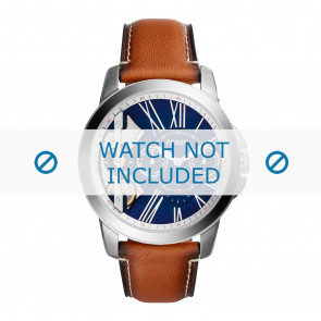 Fossil horlogeband ME1161 Leder Bruin 22mm + wit stiksel