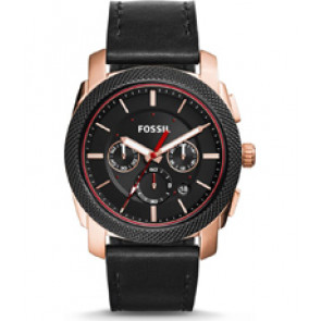 Horlogeband Fossil FS5120 Leder Zwart 24mm