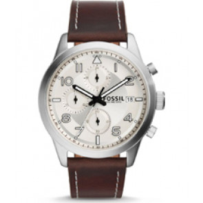 Horlogeband Fossil FS5138 Leder Bruin 22mm