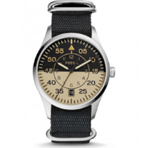 Horlogeband Fossil FS5248 Onderliggend Textiel Zwart 21mm